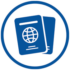 Blue passport icon