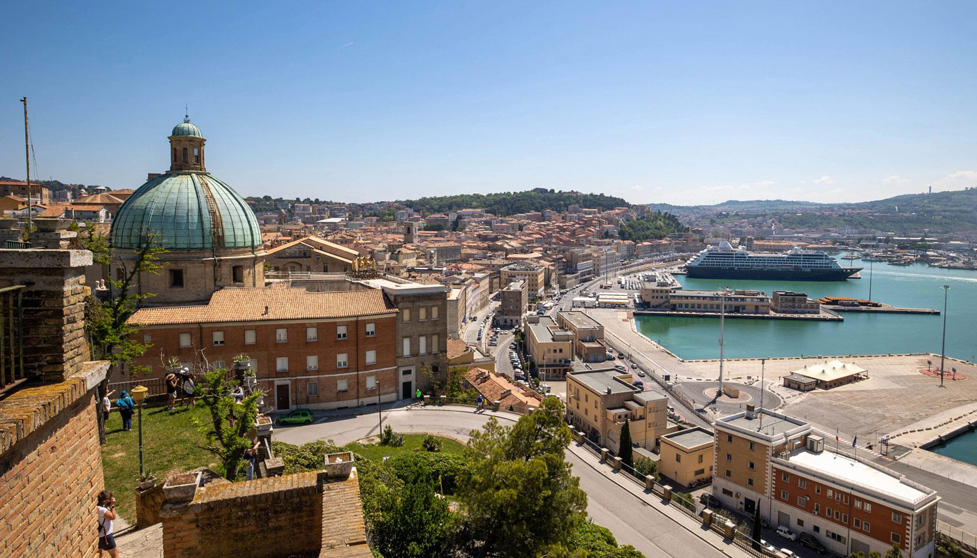 Ancona Italy ariel view of the port.