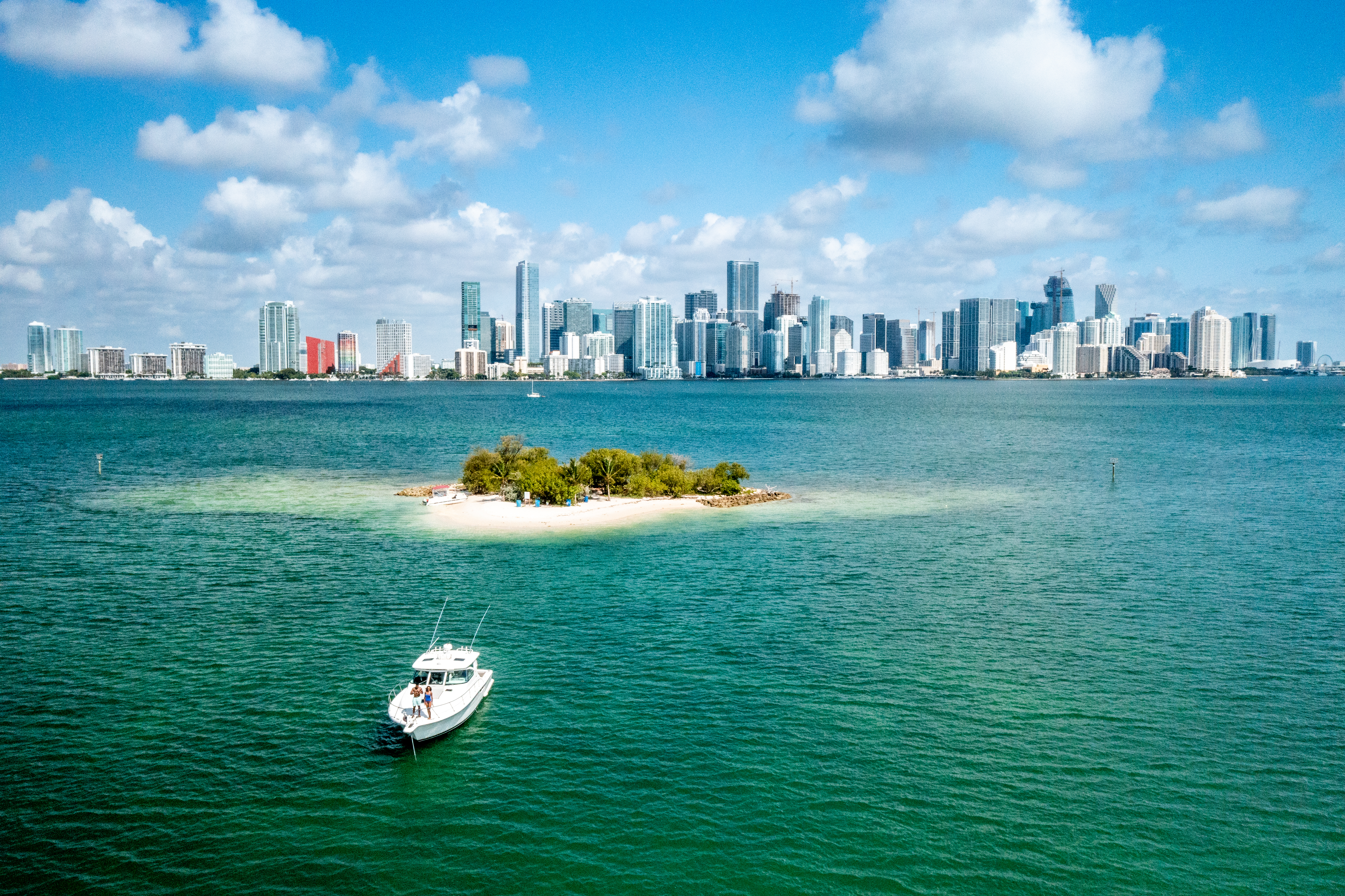 The water surrounding Miami with a boat tour in progress