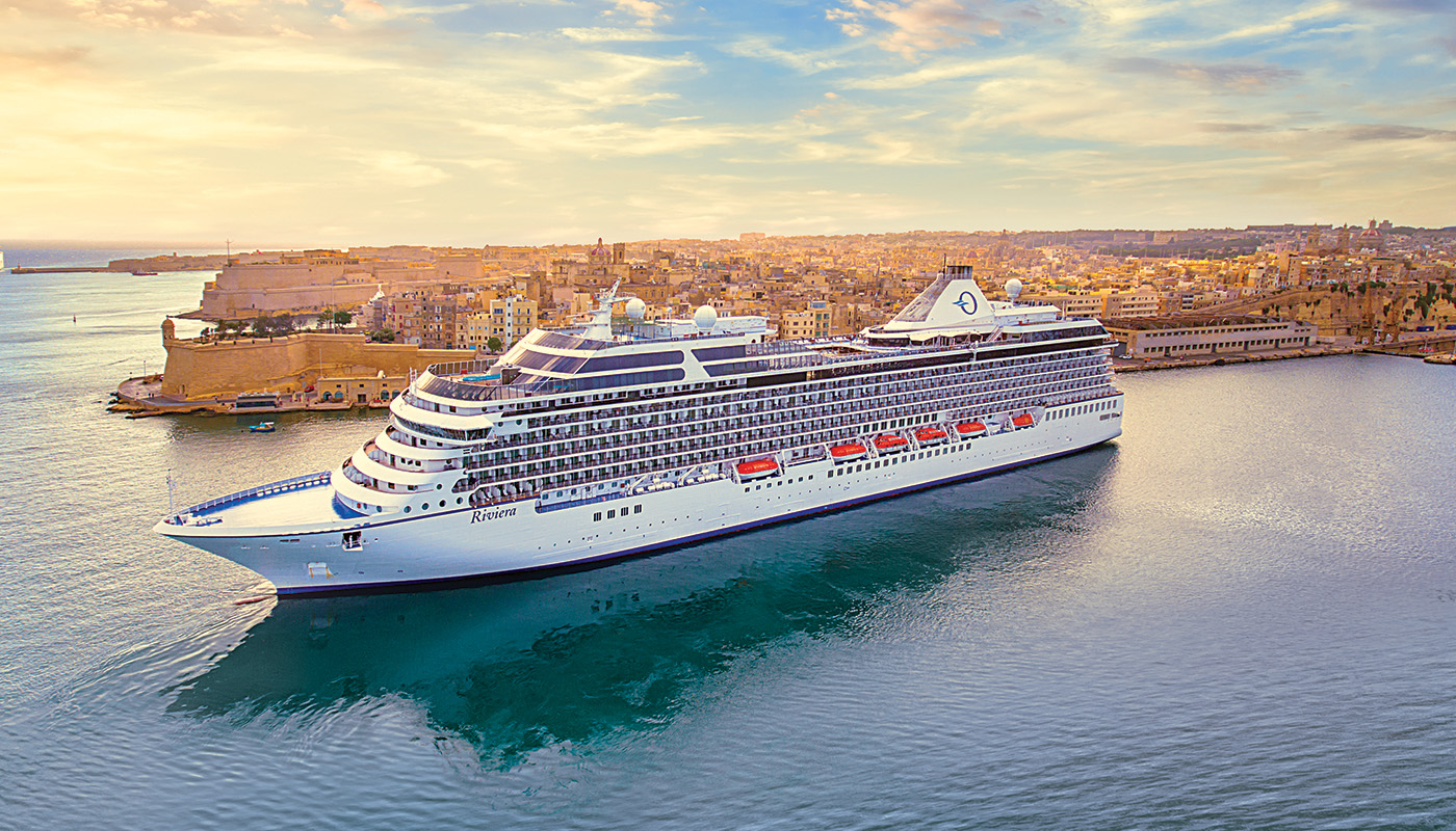 Oceania cruise ship in Mediterranean Sea