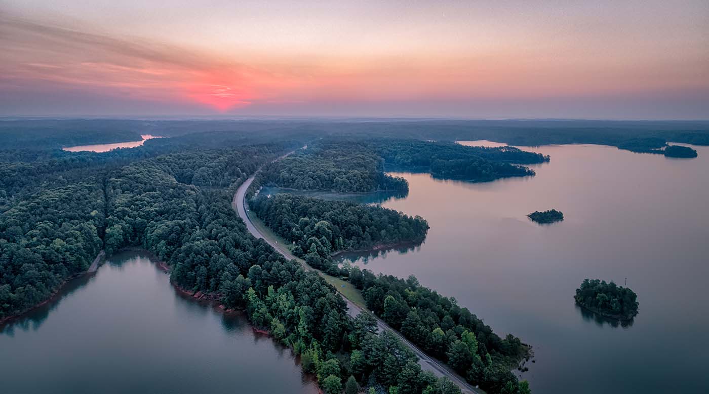 Lake in Abbeville County, South Carolina at sunset